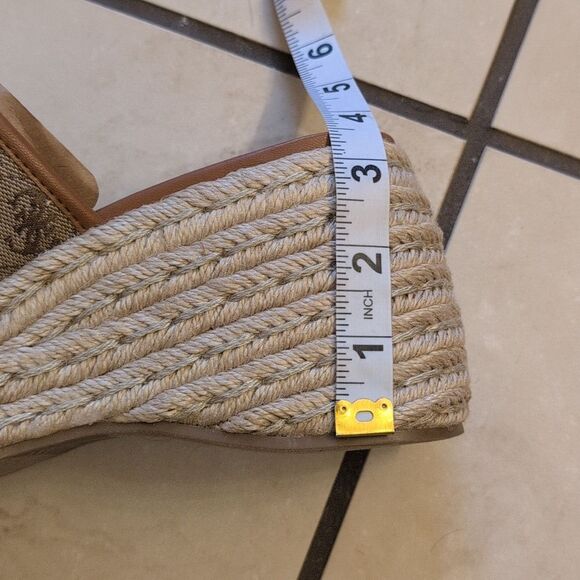 NEW Guess Espadrille Platform Slide Sandals Monogram Brown Size 10 - Picture 7 of 8